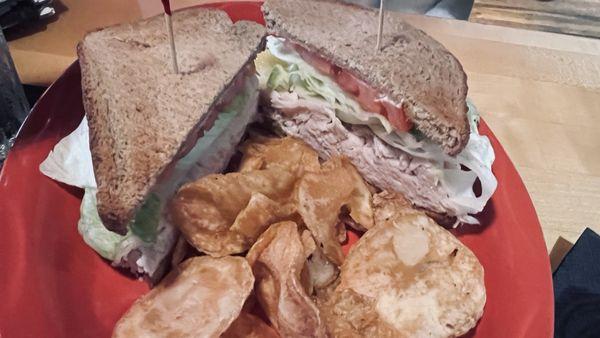 Turkey sandwich with homemade chips