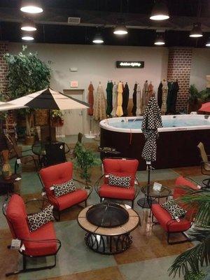 We have furniture as well as top of the line spas.