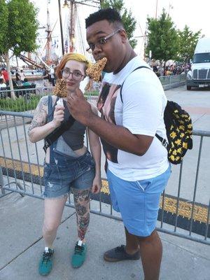 Chocolate covered cheesecake on a stick at Harborfest! Absolutely delicious!