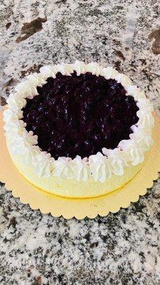 Blueberry cheesecake. Real blueberries as topping