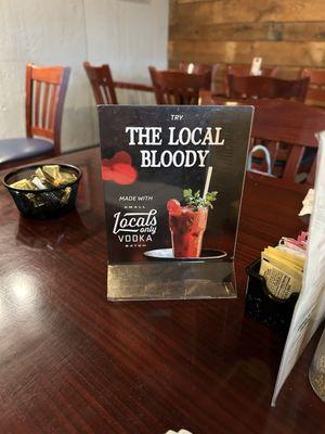 Table ad for Bloody Mary