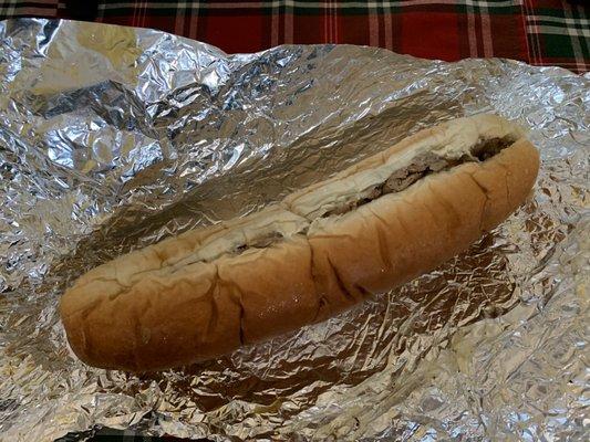 Cheesesteak hoagie w mushrooms & onions - awesome roll too :)