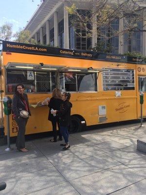 The Humble Crust truck in front of the DWP bldg. at 1st and Hope St...