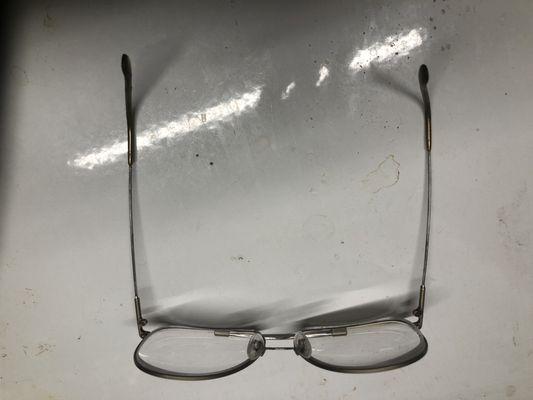 Autoflex frames not broken. Shown after Eyeglass World installed new prescription lenses in just 3 hours!