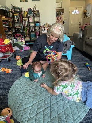 Tummy time with big sister's help!