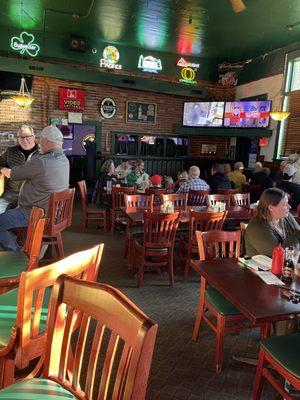 Inside large Irish bar area. Plenty of seating