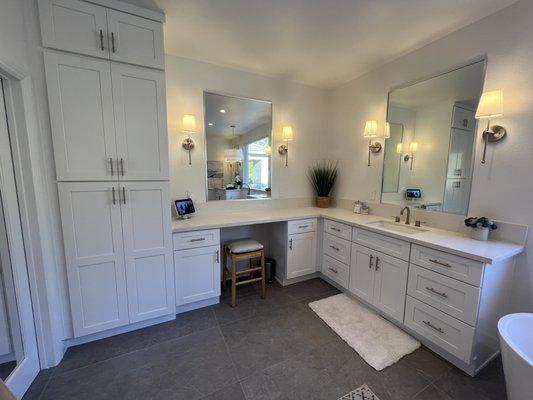 Main bath - All new flooring, custom cabinetry (including linen closet) and lighting.