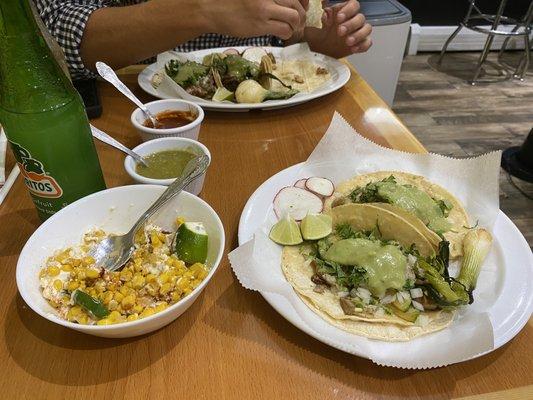 Esquites and tacos