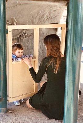 My toddler and I on Sunday, she loves playing shop! "Hi, I'll have a hamburger and a milkshake please!"