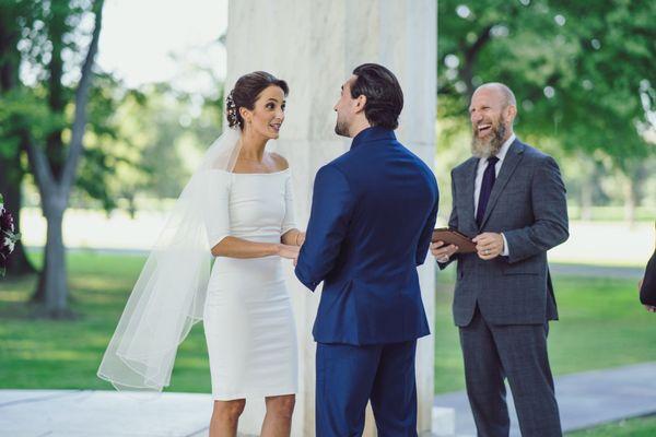 Gorgeous intimate ceremony at the War Memorial in DC for Sarah and Anthony.