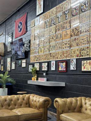 Wall art and seating area