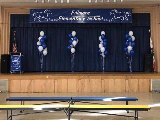 We do balloon decor for our local schools and organizations...call us for a quote.