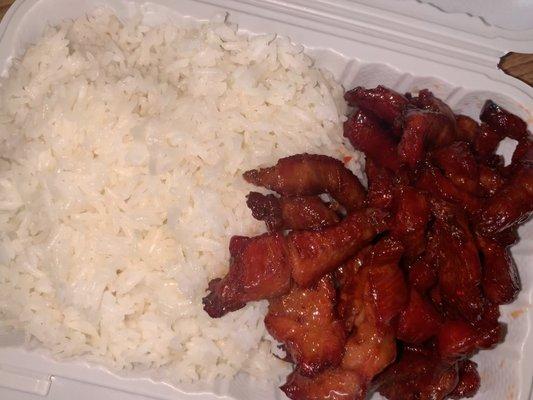 Boneless spare ribs w/ White rice