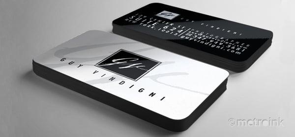 Logo and card design by metro ink.  We printed these wiht spot uv and black colored edges!