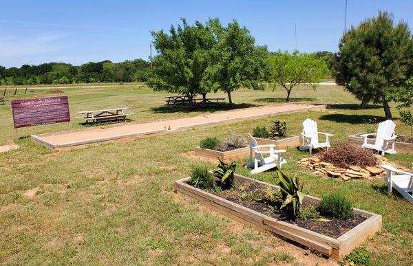 Bocce ball and outdoor seating