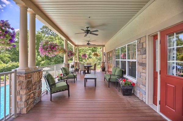 Veranda overlooking the pool