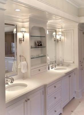 white painted vanity cabinet in Sherman Oaks