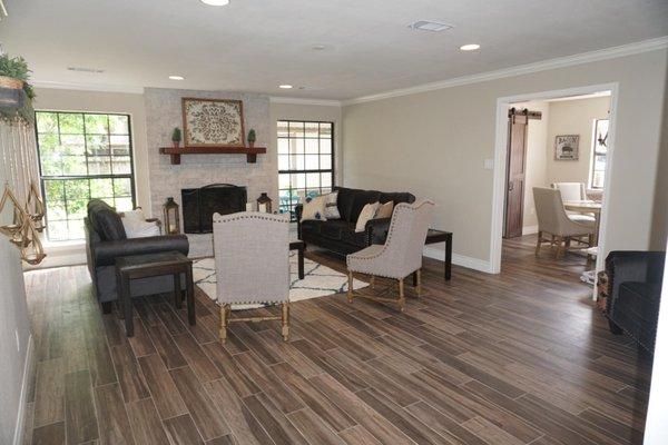 Tile throughout this beautiful home.