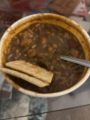 Bowl Spicy Seafood Gumbo with crackers