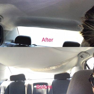 Before and after pictures of the headliner