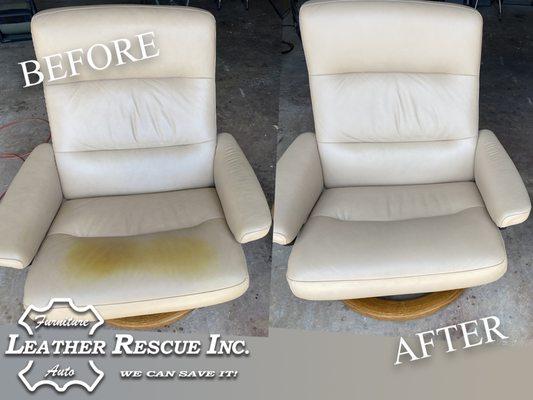 Ekornes Chair Restoration. Stains and discolorations are so yesterday!