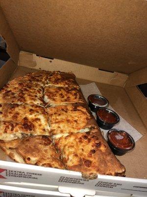 Steak And Cheese Calzone with the side of Marinara.