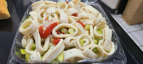 Calamari Salad. SO NICE, to see calamari not wrapped in fried batter. Delicate, tender & delicious!