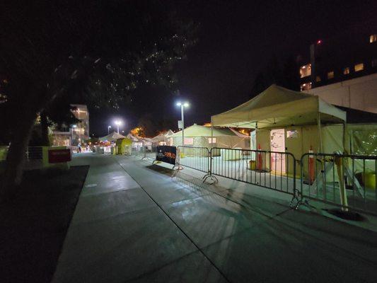 Outdoor treatment tents, during Covid-19