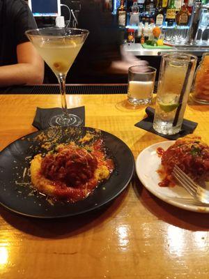 Appetizer - meatball over polenta - great taste