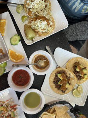 Tacos de asada & shrimp tacos