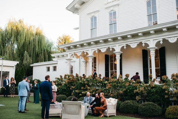 Entire fire pit sitting area provided by the venue