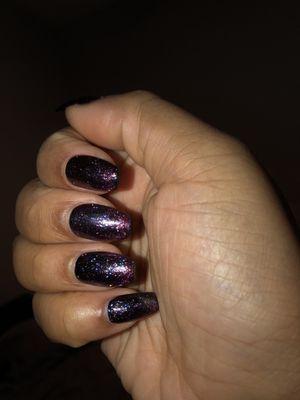 Black with glitter gel nails