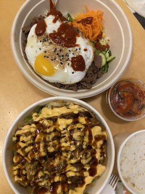 Top: Beef Bulgogi bibimbap  Bottom: Short Ribs cupbap