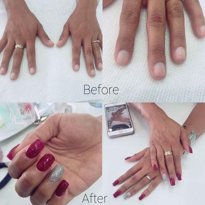 Acrylic nails After/ before