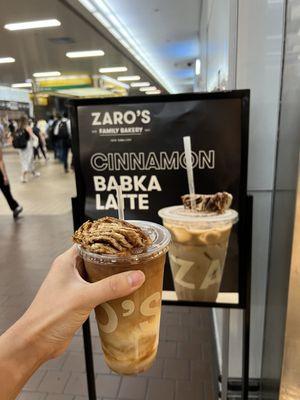 Babka Latte $8+ with almond milk and not good at all. Do not recommend:(