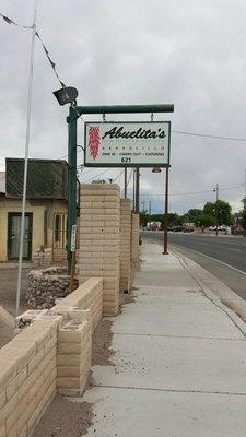 Sign on Camino del Pueblo across from Bernalillo Feed Store.