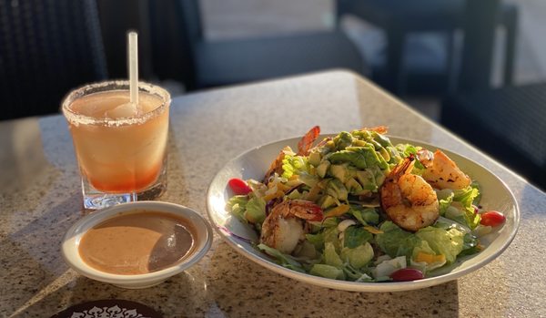 Rico Salad w/ grilled shrimp and Chili Garlic Dressing