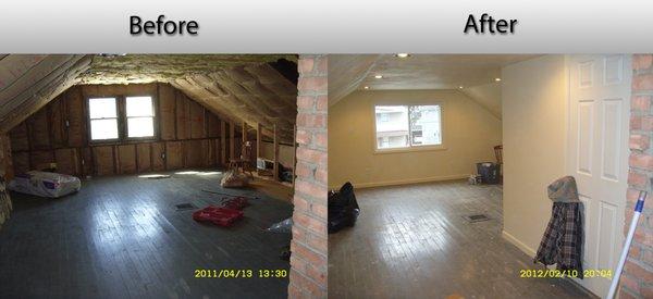 A remodel of an attic we performed.