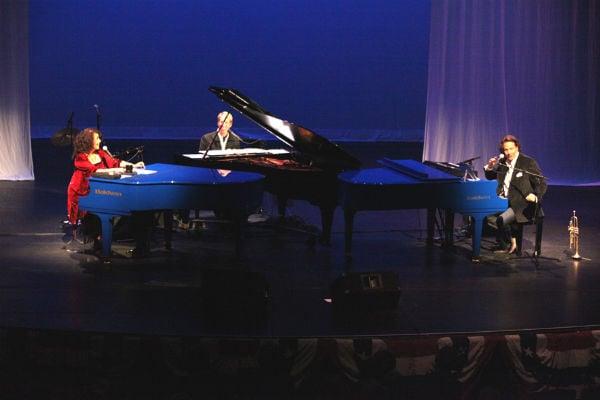 Melissa Manchester, Danny Wright and kurt Bestor on the Raue Center stage on our Baldwin Grand Pianos