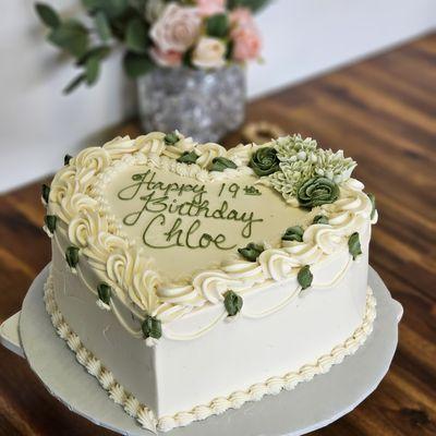 Sage green shades heart cake