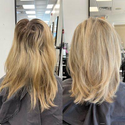 Blonde color and cut