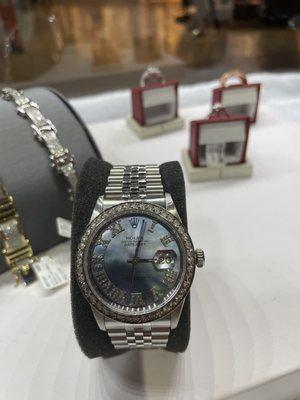 Diamond white gold mother pearl Rolex Watch