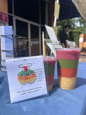 Earrings and rainbow smoothies!