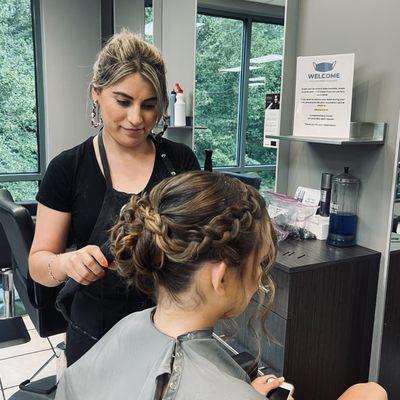 Bridal party updo by Reyna