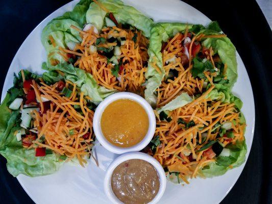 Asian lettuce wraps, perfect as a starter or a meal.