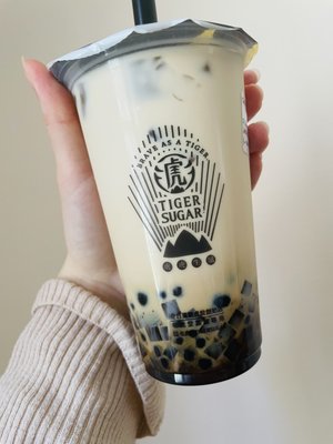 Brown Sugar Milk with Boba, Pearl, Coffee Jelly and Cream Mousse