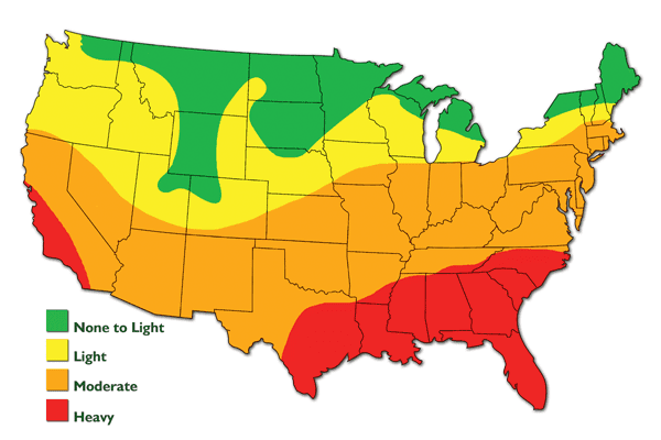 US termite distribution map.