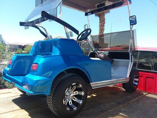 Custom Jeep blue paint on a Club Car restoration