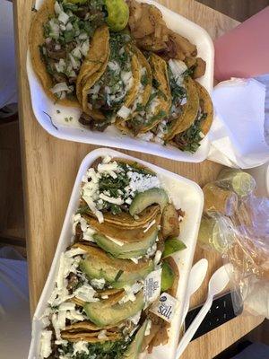 Tacos de fajita estilo matamoros y tacos de tripa