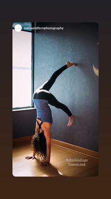 Teacher practices handstand